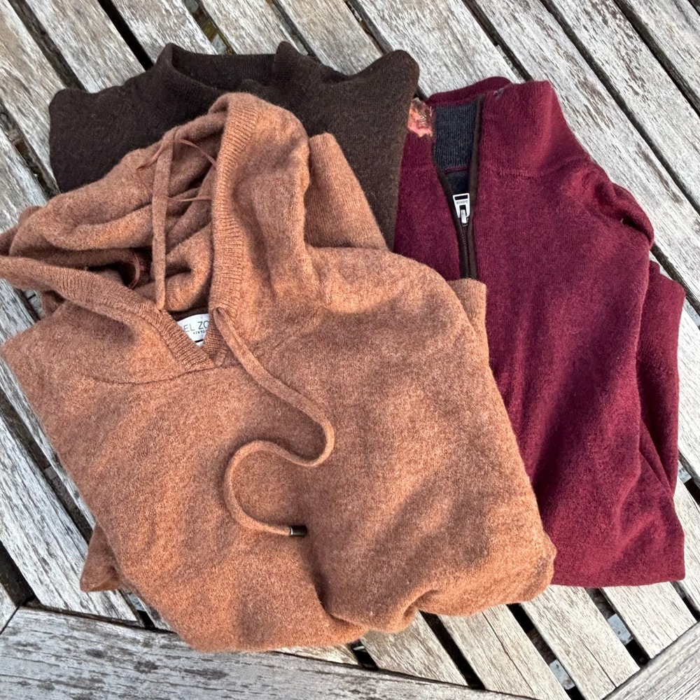 AS IS Lot 3 Merino Wool Sweaters Banana Republic Rachel Zoe Orvis Brown Tan Red